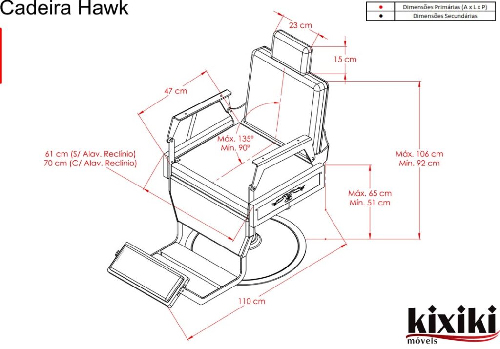 Cadeira Silver Hawk Desenho técnico