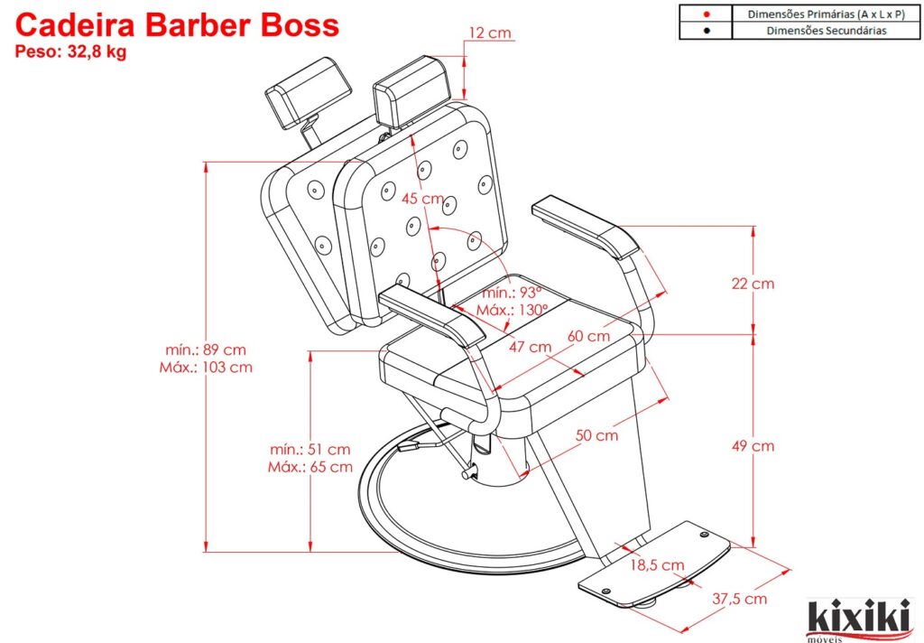 Desenho Técnico Cadeira Barber Boss 