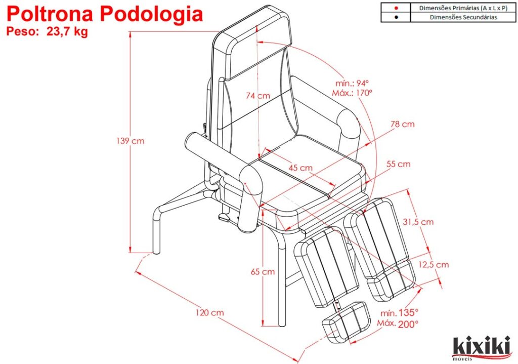 Desenho Técnico Poltrona de Podologia 