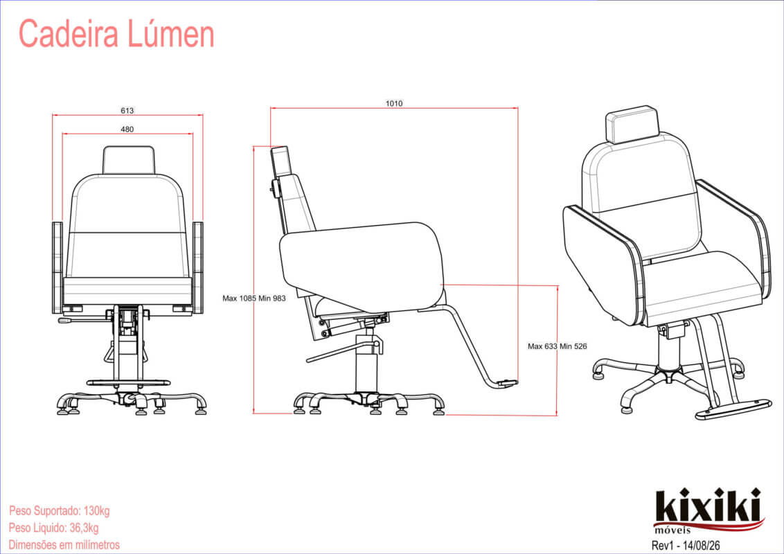 Cadeira Lúmen 1 Desenho Tecnico Cadeira Lumen